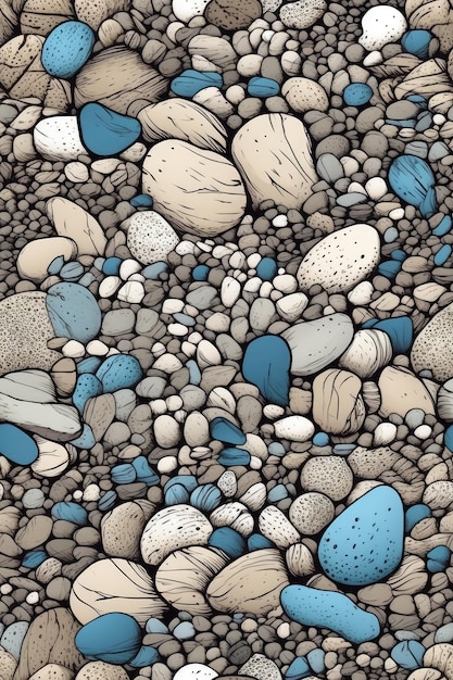 A seamless tile pattern of pebbles and pebbles