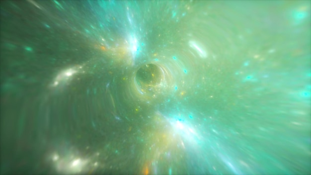 Seamless travel through a wormhole through time and space filled with millions of stars Black hole vortex hyperspace tunnel 3d illustration