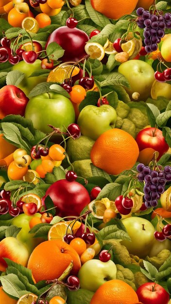 Seamless vector background with fruits