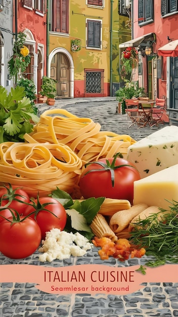 Photo seamless vector background with italian food