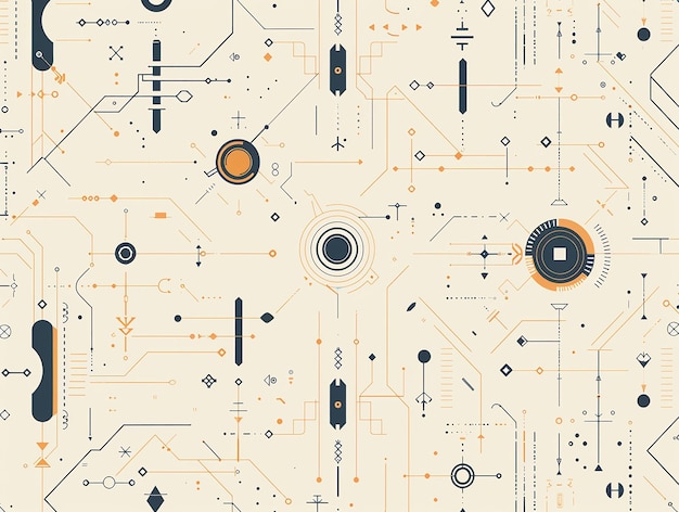 Photo seamless vector pattern with minimalistic scifi elements