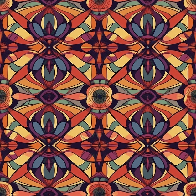 Seamless Vibrant and Hypnotic Kaleidoscopic Pattern