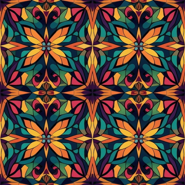 Seamless Vibrant and Hypnotic Kaleidoscopic Pattern