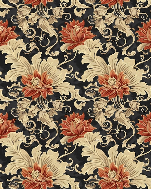 Seamless Vintage Pattern with Elegant Retro Elements