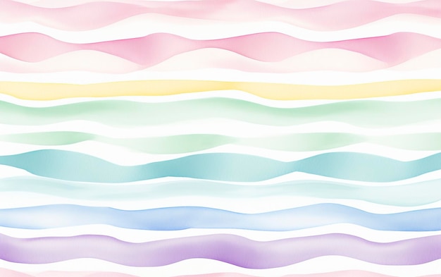 Seamless watercolor cute childish pastel tone lines white background