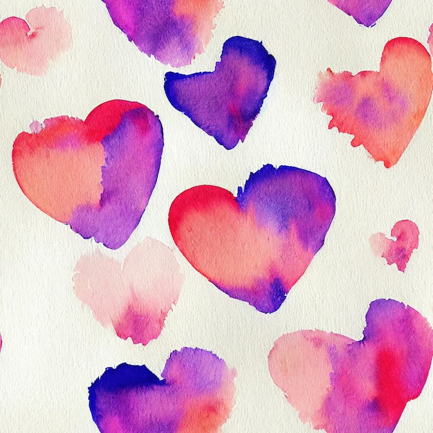 Seamless watercolor heart pattern