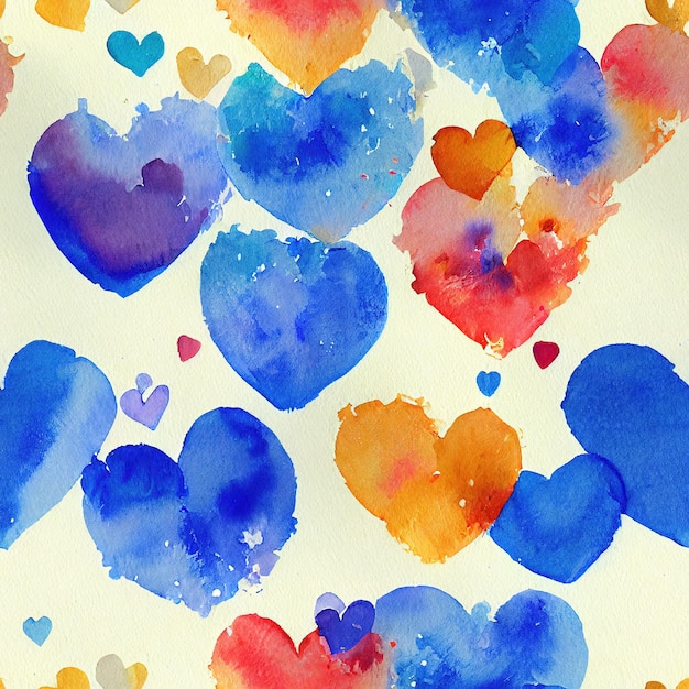 Seamless watercolor heart pattern