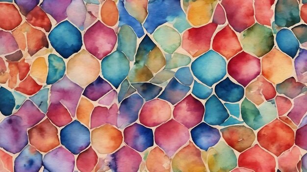 Seamless watercolor mosaic pattern handdrawn illustration