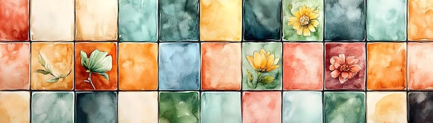 Photo seamless zero waste watercolor tiles with rangoli accents ecoconscious backgrounds featuring bambo