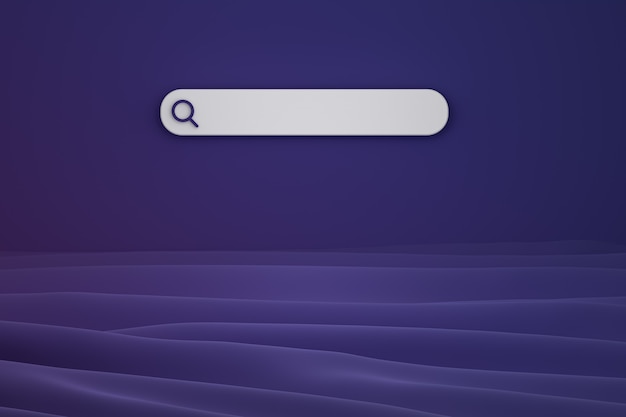 Search bar and icon search 3d render minimal design on multicolor background