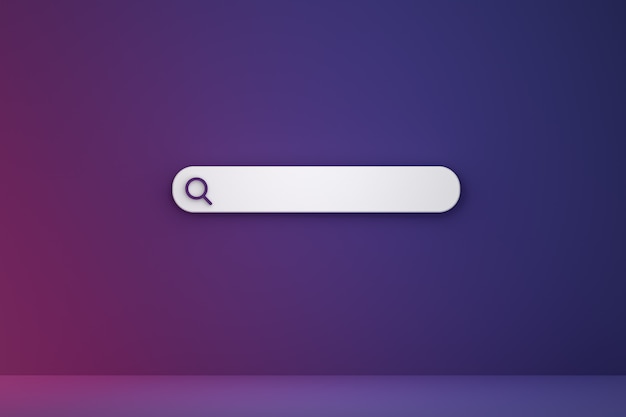 Search bar and icon search 3d render minimal design on multicolor background