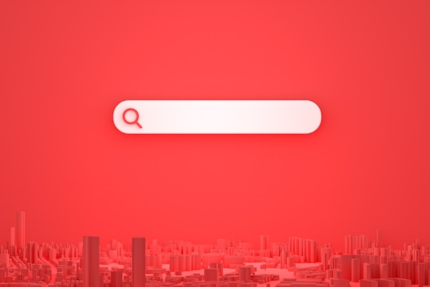 Search bar and icon search with maps 3d render minimal design on empty background