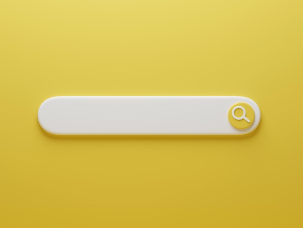 search bar website icon yellow background 3d render