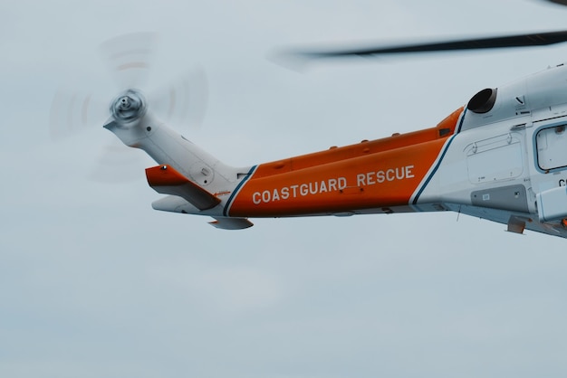 Search and rescue helicopter Maritime security at sea Coast guard helicopter on scene Assistance