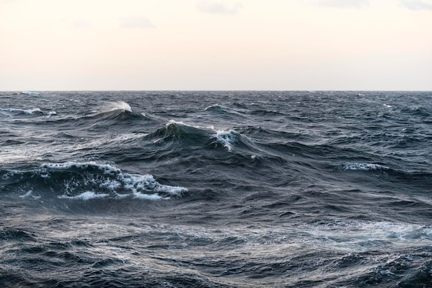 Seascape blue sea Windy weather View from vessel Waves at sea Storm