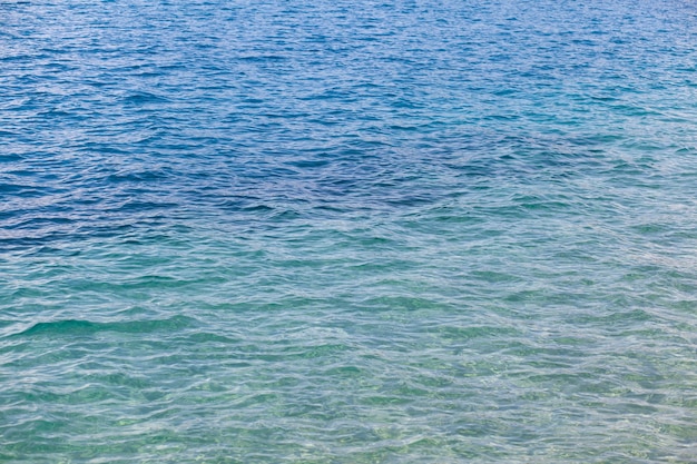 Seascape of clear water on the sea. Clear water on the ocean, sea or lake. Water ripples in the sun.