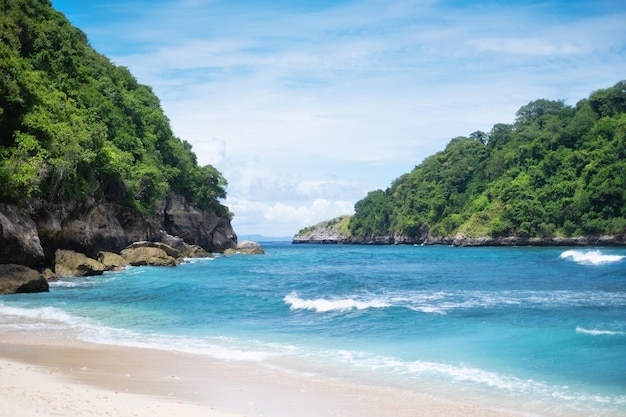 Seascape at the day time Turquoise water background in the summer Sea and beach Nusa Penida Bali Indonesia Travel image