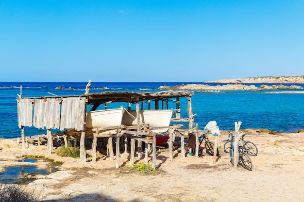 Seascape of Formentera, Spain, Mediterranean sea.