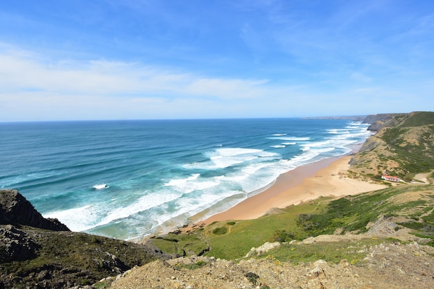 Seascape from the viewpoint of Castelejo, (view of Cordoama beach), Vila do Bispo, Algarve, Portugal