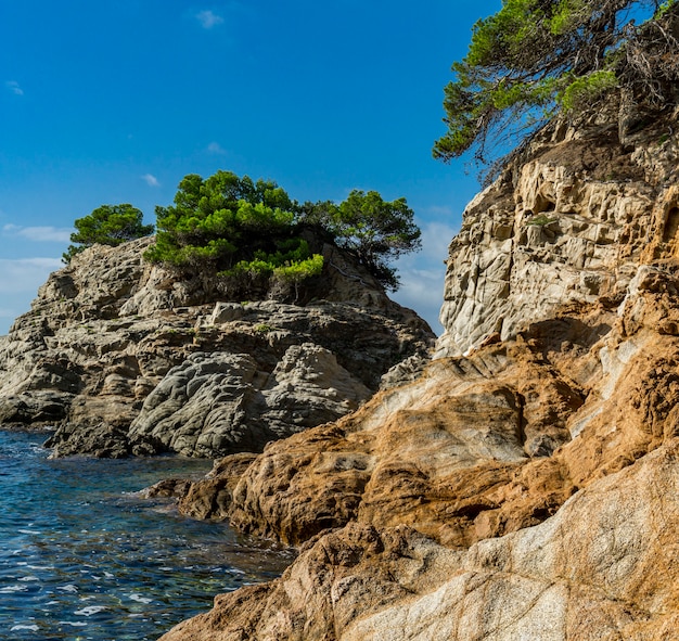 Seascape of resort area of the Costa Brava near town Lloret de Mar in Catalonia, Spain