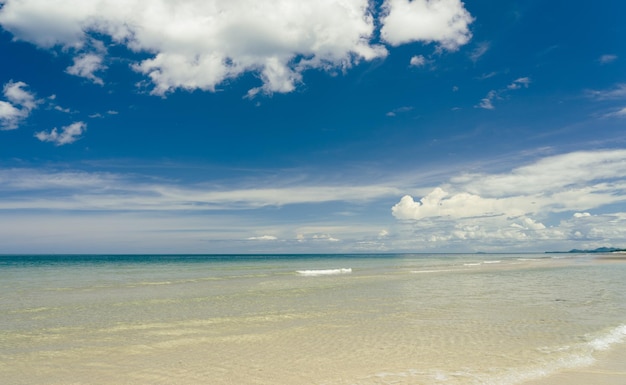 Seascape scenery with beautiful sea and white sand beach