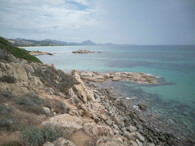 Seascape of Scoglio di Peppino beach in the south of Sardinia
