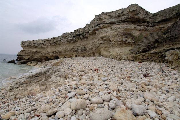 Seascape stone shore of the Black Sea