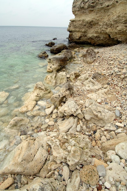 Seascape stone shore of the Black Sea