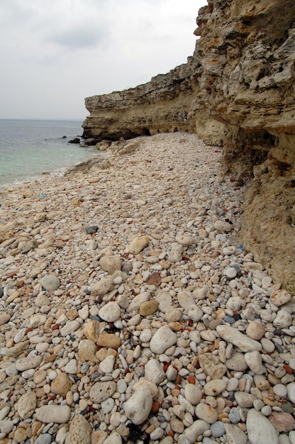 Seascape stone shore of the Black Sea