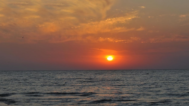 Seascape on sunrise over sea. Nature landscape