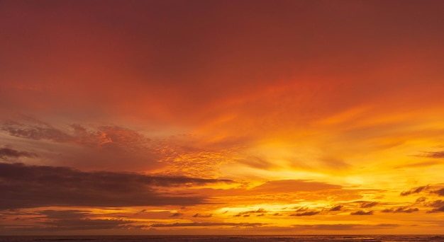 Seascape sunset on the beach waves horizon Top view landscape Parangtritis Beach Yogyakarta