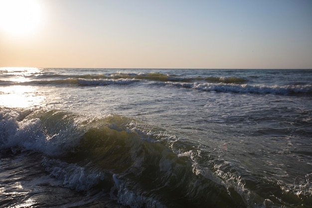 Seascape The wave illuminated by the rising sun