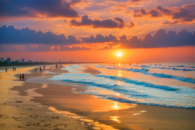 Seascape with clear sky and waves on sunset South Koria