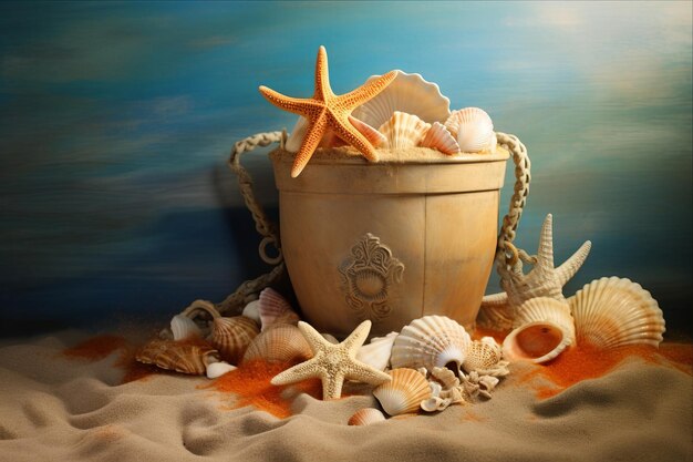 Seashells and Starfish Unveiling the Mysteries of a Pail Filled with Sand