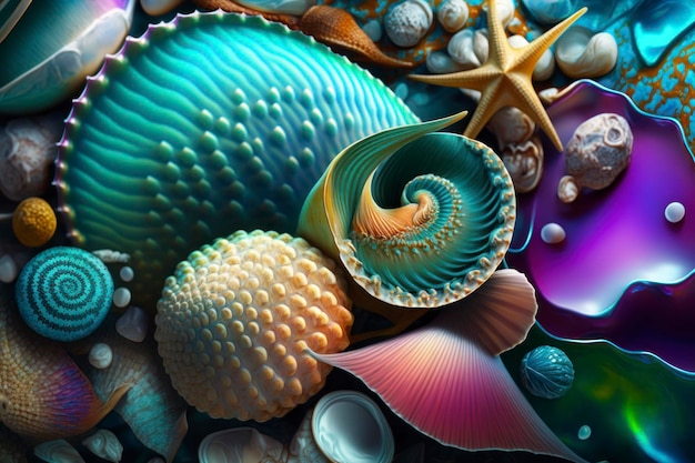 Seashells wallpaper 8k day light hyperrealistic