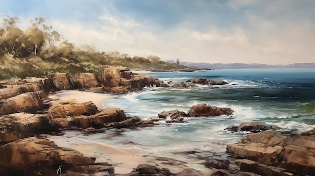 Seashore Of Australia A Captivating Landscape Painting