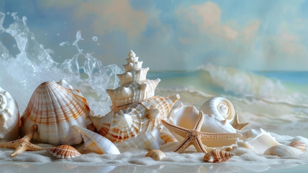 Photo seaside elegance sea shell objects for coastal design