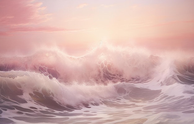 Seaside Radiance A White Canvas Print of Sunlight and Ocean in Pink and Purple Hues