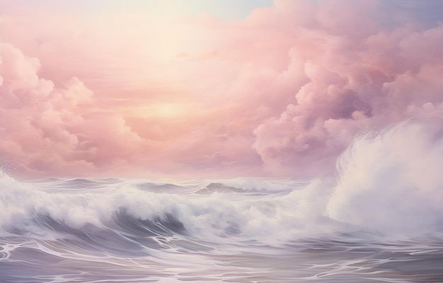 Seaside Radiance A White Canvas Print of Sunlight and Ocean in Pink and Purple Hues