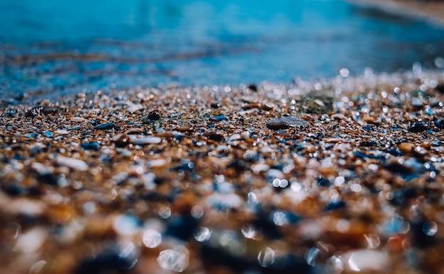 Seaside stone and blue water 