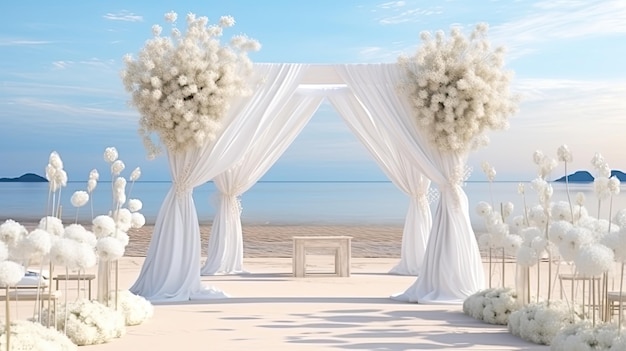 Seaside white wedding decoration