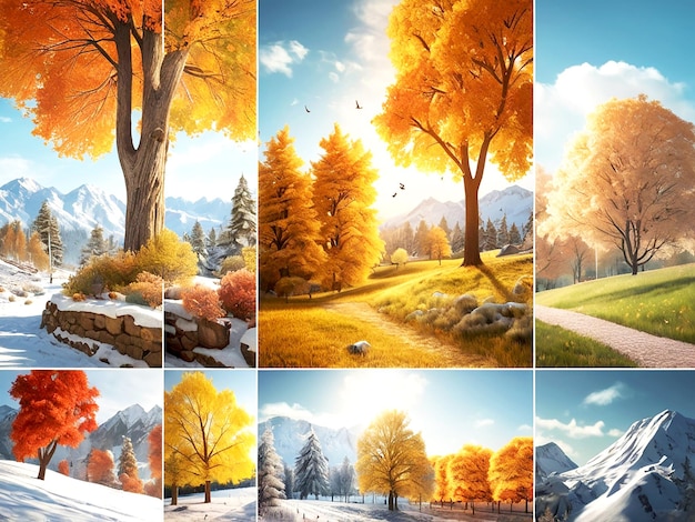 Seasonal Changes Collage Frame Design