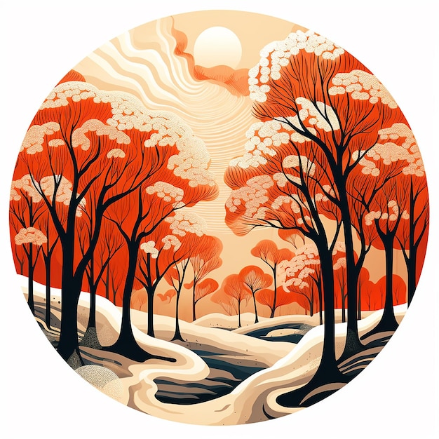 Seasonal Splendor Bold Winter Tree Illustration