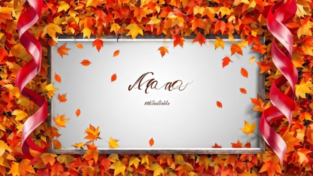 Seasonal Thanksgiving Frame with Autumn Leaves and Discounts