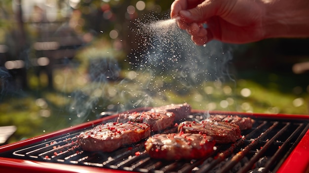 The seasoned barbecue steak