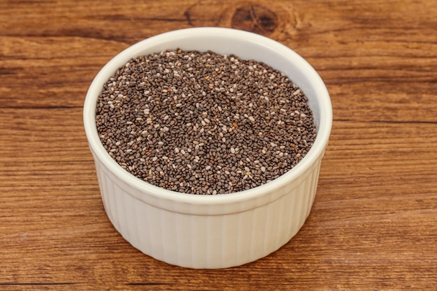 Seasoning chia seeds in the bowl