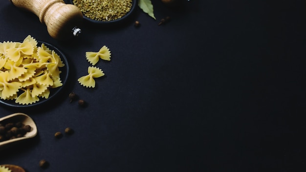 Seasonings, herbs and pasta