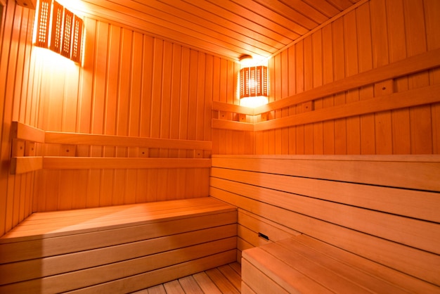 Seat in sauna room