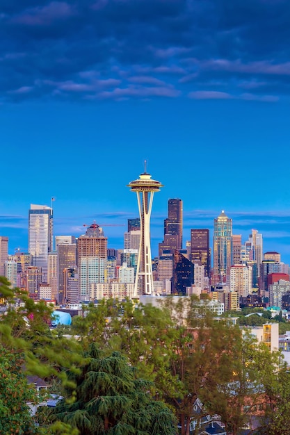 Photo seattle city downtown skyline cityscape in washington state,  usa