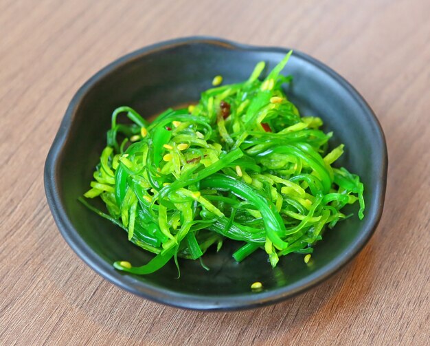 Seaweed salad in plate